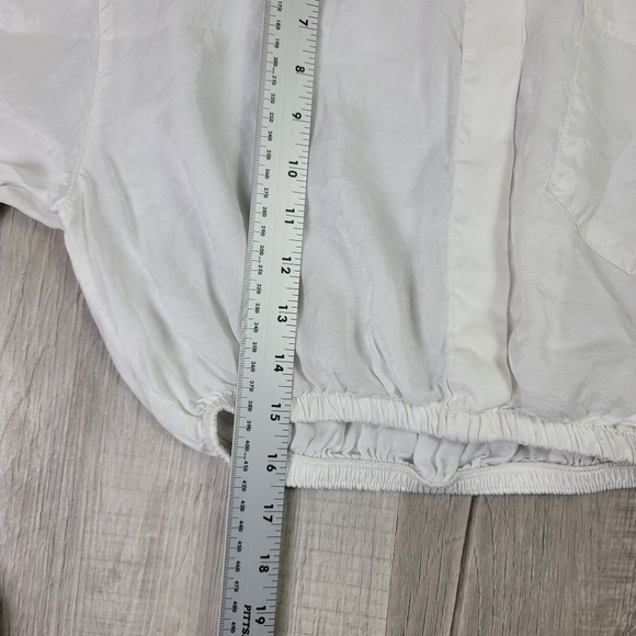 Zara Fillsens Ivory Elasticized Cropped Long Sleeve Button-Down Shirt - Picture 6 of 7